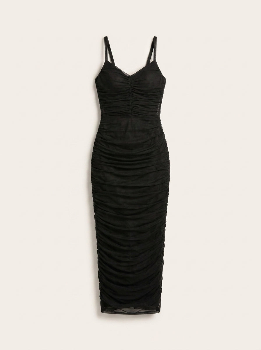 Vestido Midi Mesh Ruched