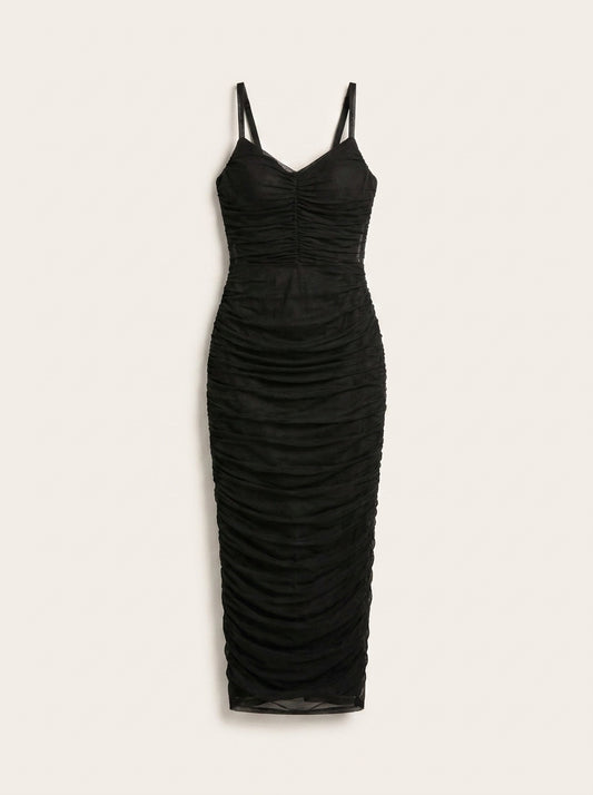 Vestido Midi Mesh Ruched