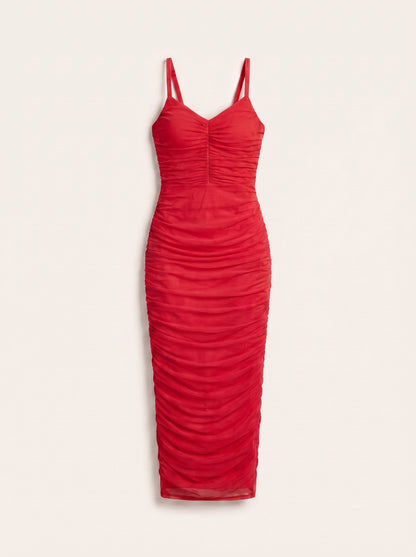 Vestido Midi Mesh Ruched